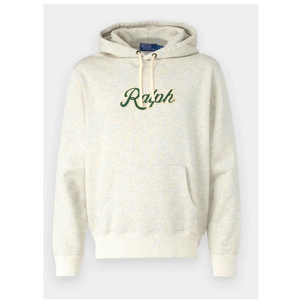 VTG Rare Polo Ralph Lauren Mens XL Cream  Fleece Hoodie Preppy Coastal ii18